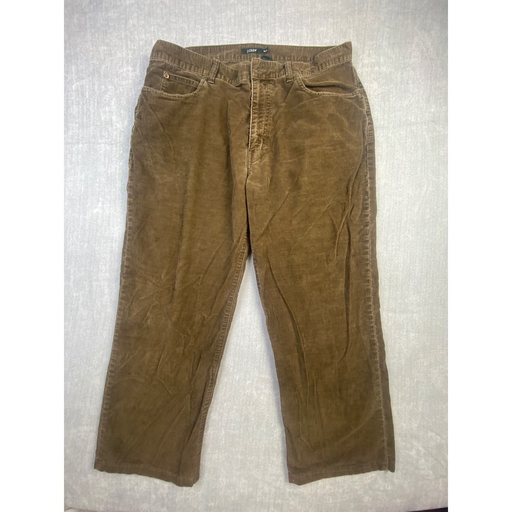 J.Crew Mens Brown Corduroy Straight Leg Pants 100% Cotton 36x34